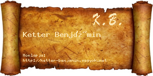 Ketter Benjámin névjegykártya